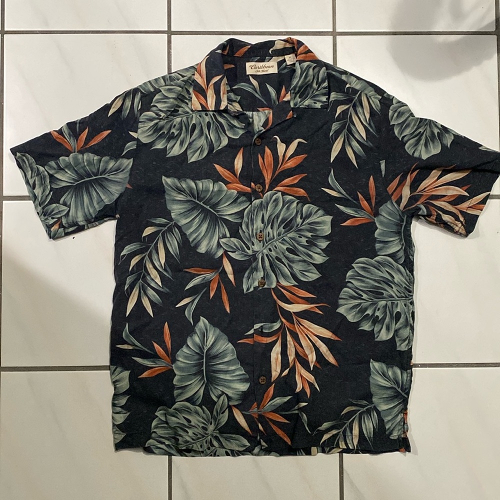 Silk blend Hawaiian button up